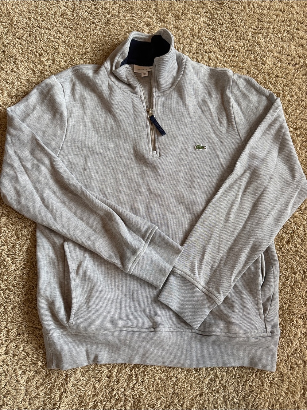 Lacoste Men's Light Gray Half-Zip Pullover Sweater